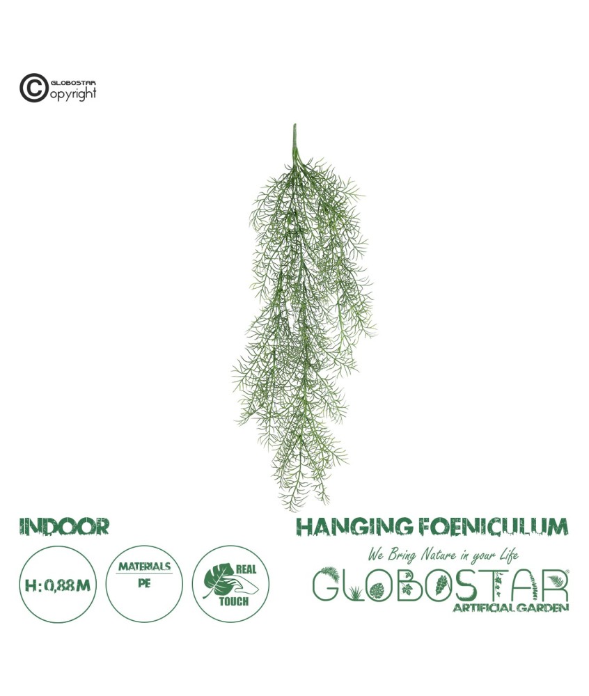 GloboStar® Artificial Garden HANGING FOENICULUM 20849 Τεχνητό Διακοσμητικό Κρεμαστό Φυτό Φοινίκουλο Μ30 x Π12 x Υ88cm
